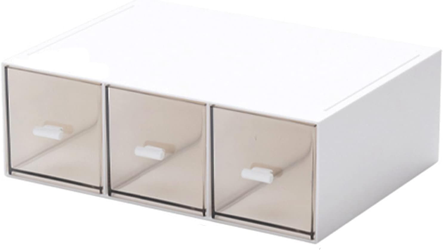 230816014345121_1 Desk Organizer-3 Tier Stackable Storage Drawers with 6 Compartments White Stackable Drawers Great for Desk Storage, Makeup Storage Bathroom Organization Accessories Etc (White) - Image 1